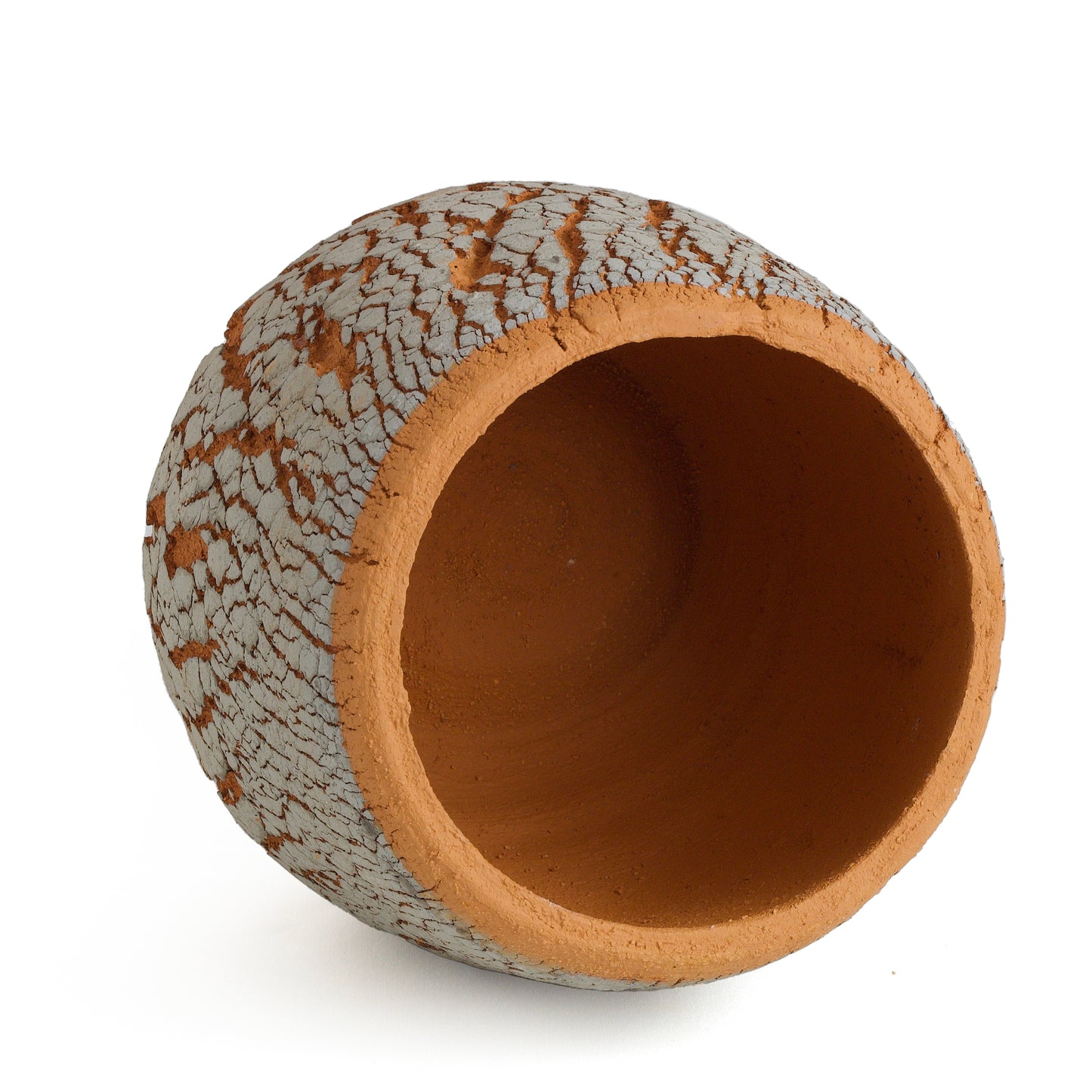 Large Arrakis Vase Cracked Ceramic Orange Grey Dune