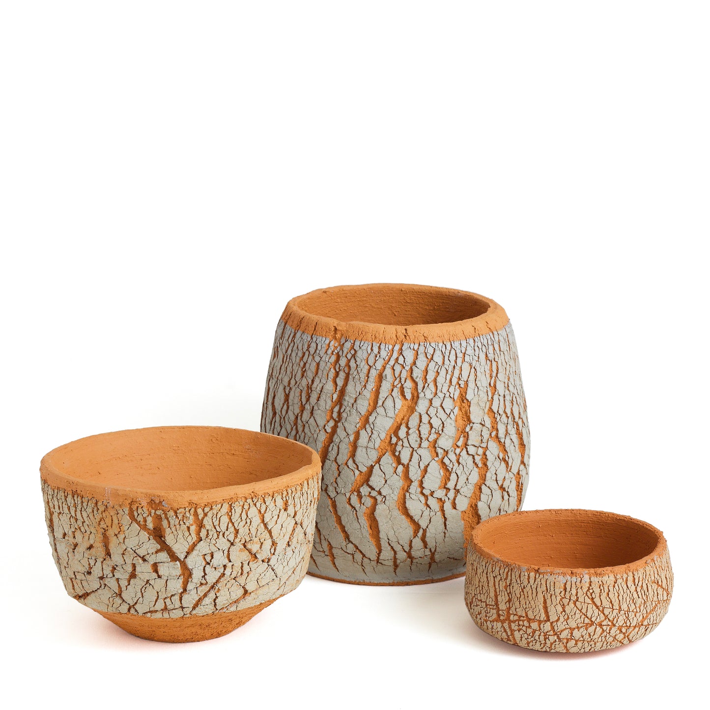 Classic Arrakis Bowl Cracked Ceramic Orange Grey Dune