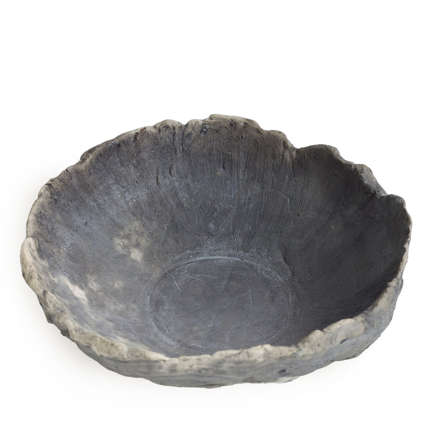 Modern Bark Bowl Raku Ceramic Black White Green Crackle Metal