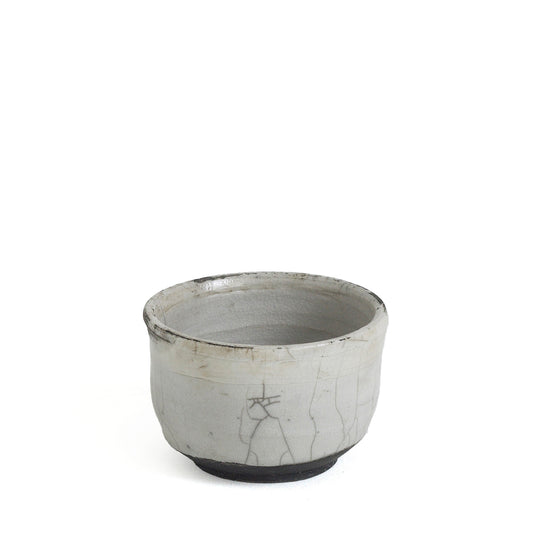 Japanese Sake Tea Cups Raku Ceramic Grey Black Bottom