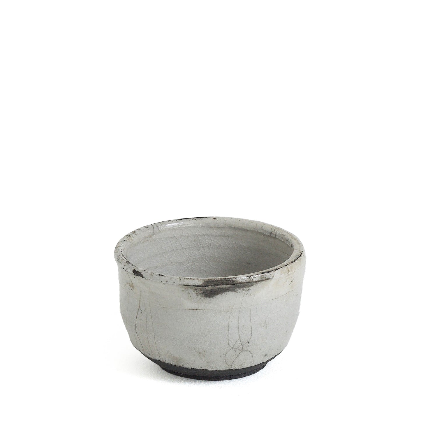 Japanese Sake Tea Cups Raku Ceramic Grey Black Bottom