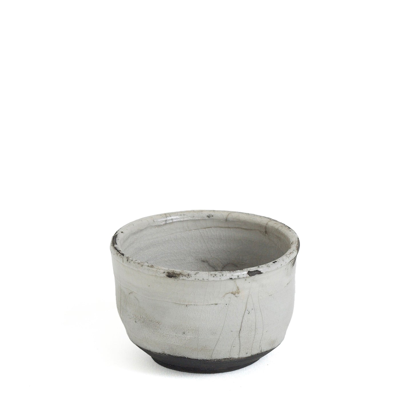 Japanese Sake Tea Cups Raku Ceramic Grey Black Bottom