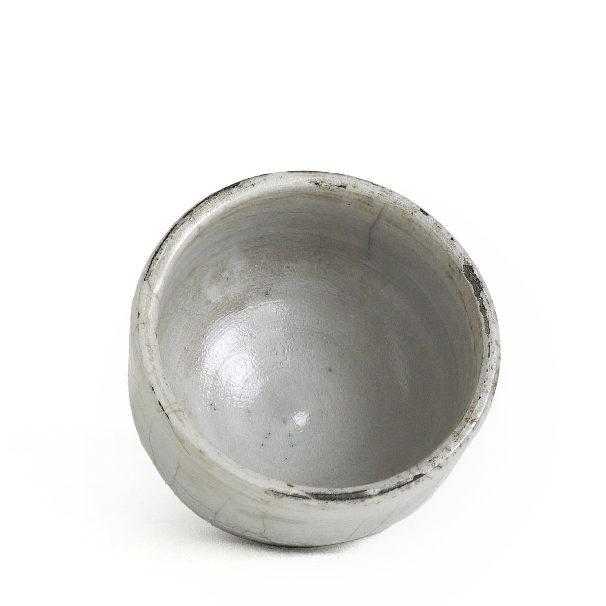 Japanese Sake Tea Cups Raku Ceramic Grey Black Bottom