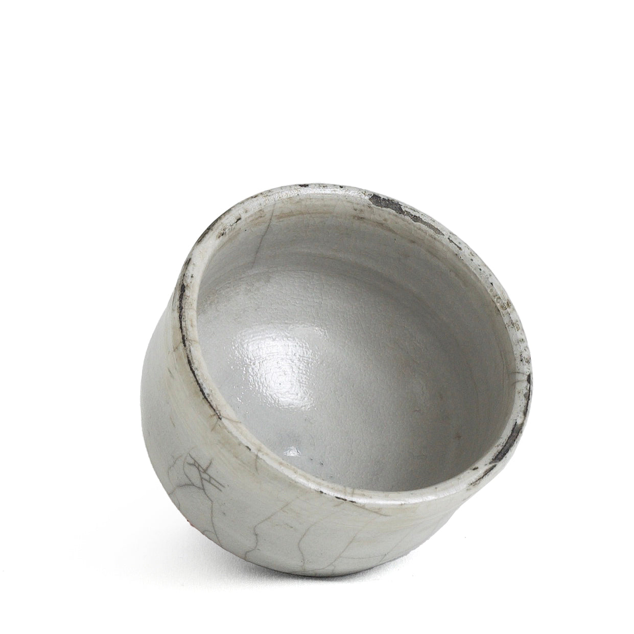 Japanese Sake Tea Cups Raku Ceramic Grey Black Bottom