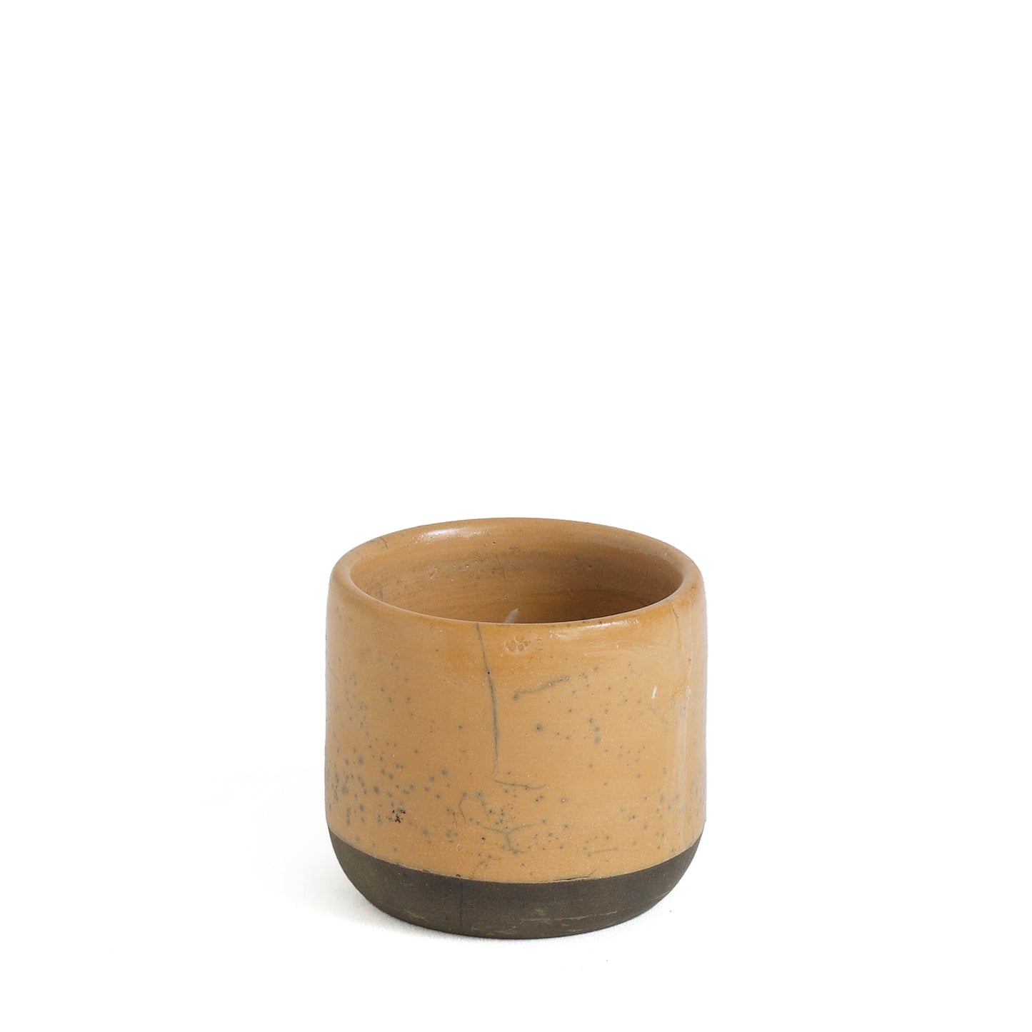 Japanese Sake Tea Cups Raku Ceramic Orange Black Bottom