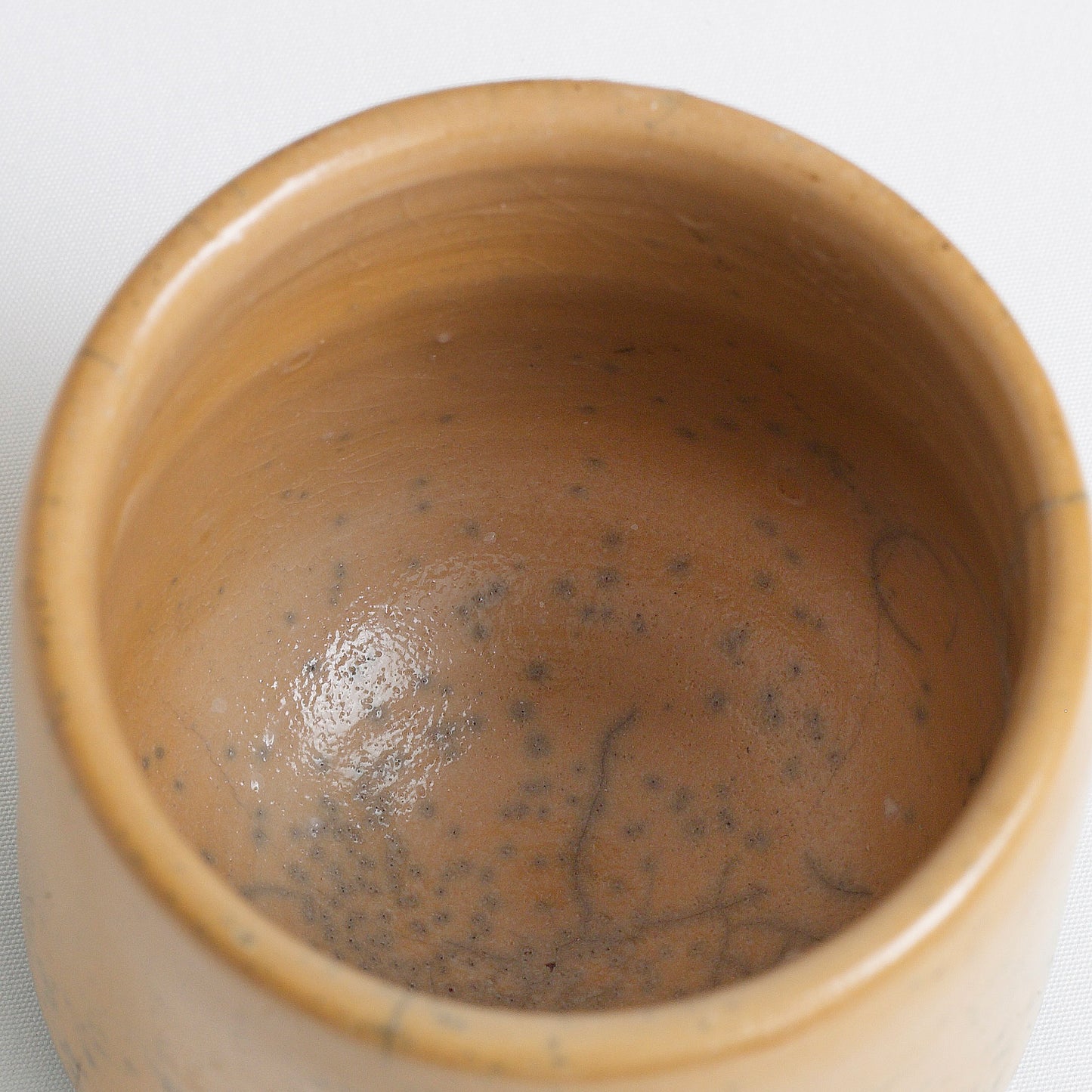 Japanese Sake Tea Cups Raku Ceramic Orange Black Bottom