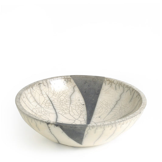 Japanese Minimalism Fringe Chawan Bowl Raku Ceramics Crackle White