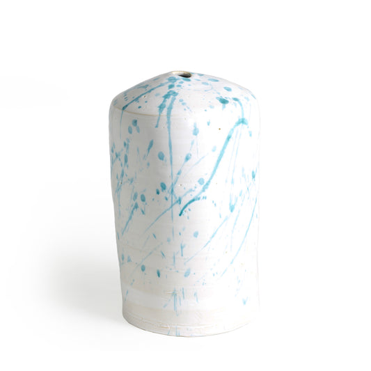 Modern Matera White and Blue Vase Original Ceramic
