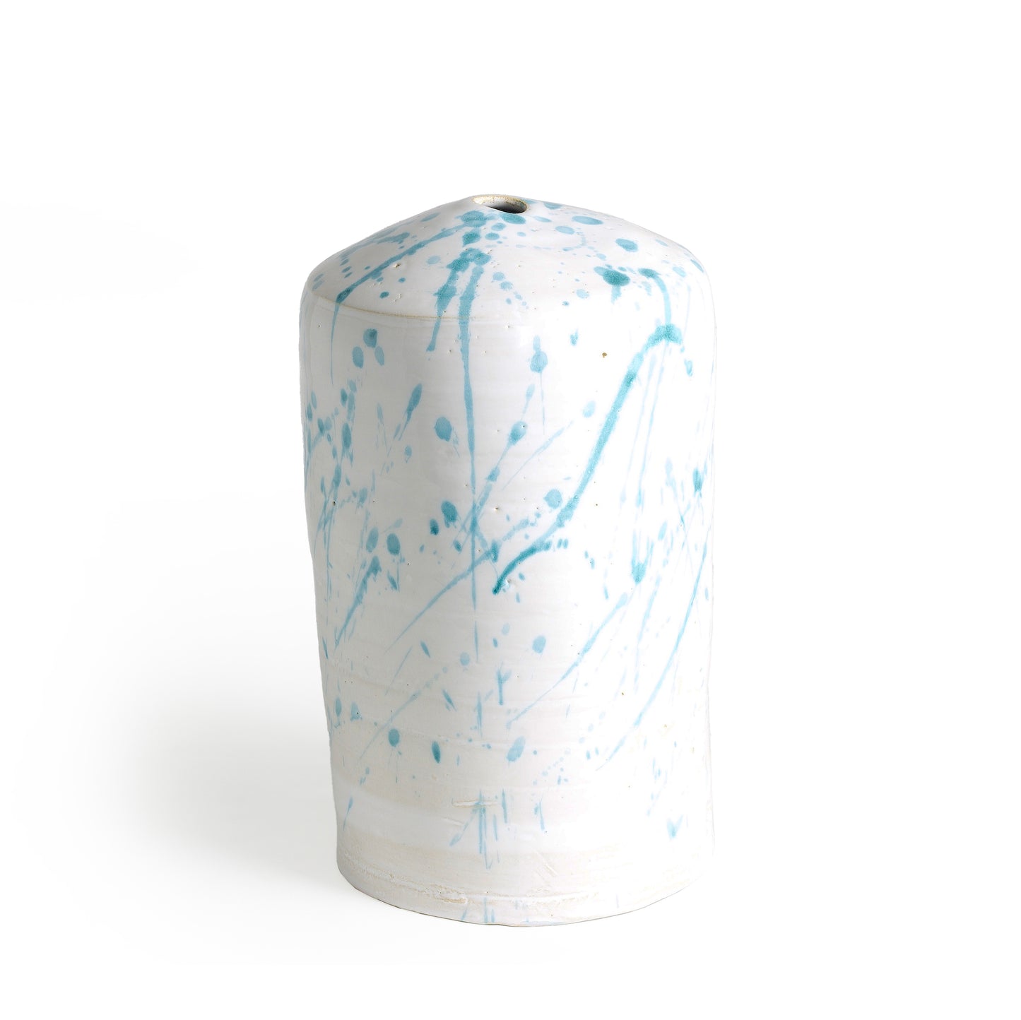 Modern Matera White and Blue Vase Original Ceramic DUO
