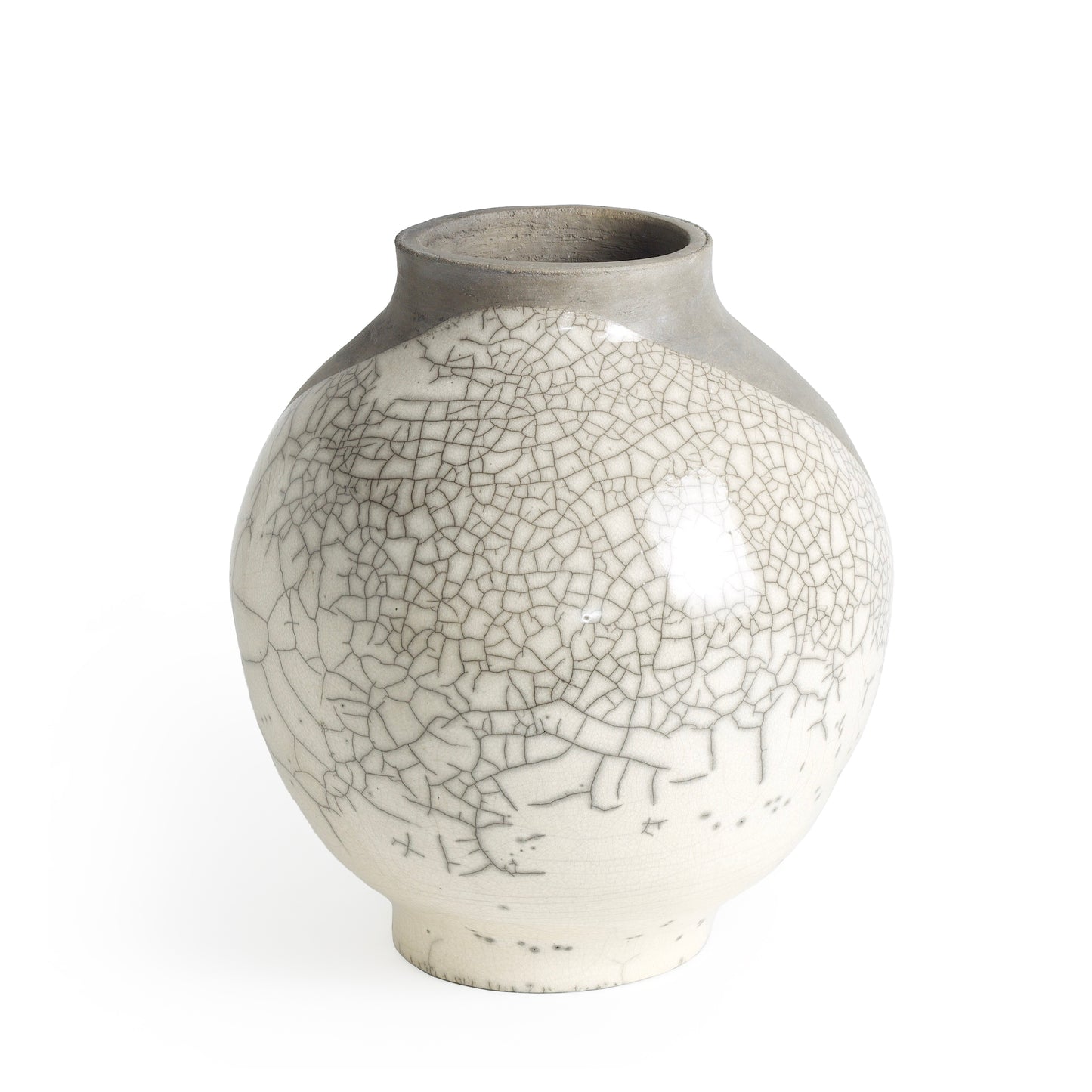 Japanese Modern Minimalist Shadow Sculpture Raku Ceramic Grey Crakle