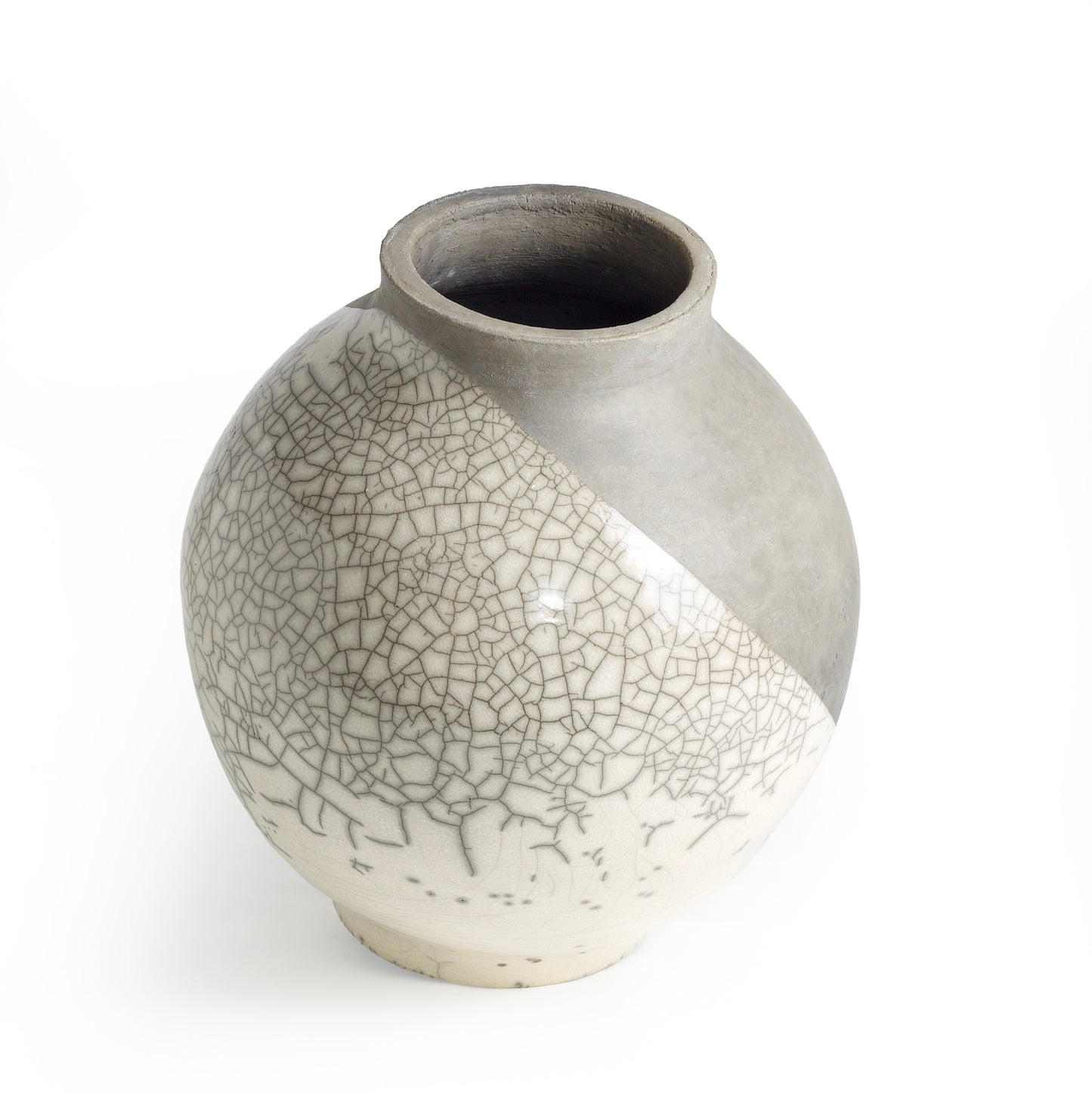 Japanese Modern Minimalist Shadow Sculptures Raku Ceramic Crakle DUO