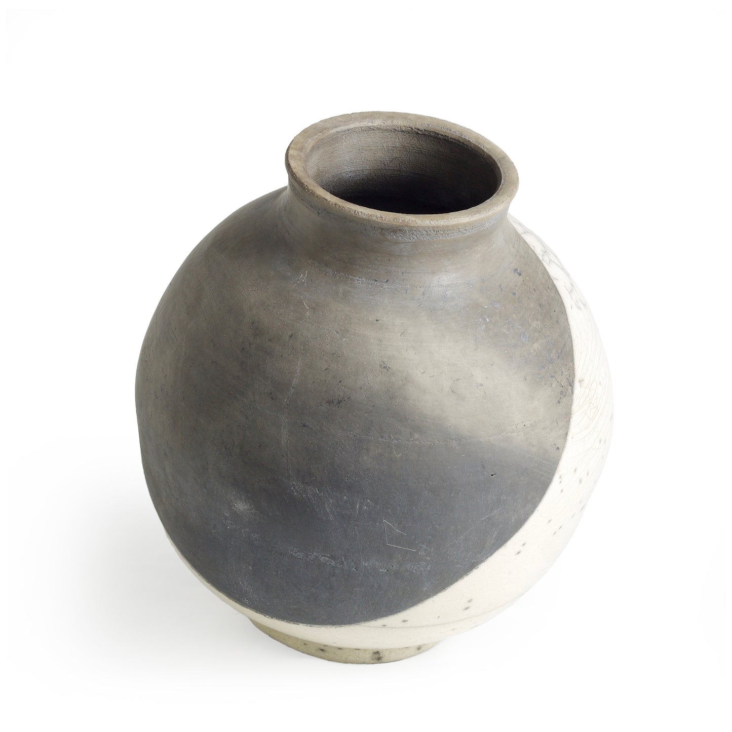 Japanese Modern Minimalist Shadow Sculptures Raku Ceramic Crakle DUO