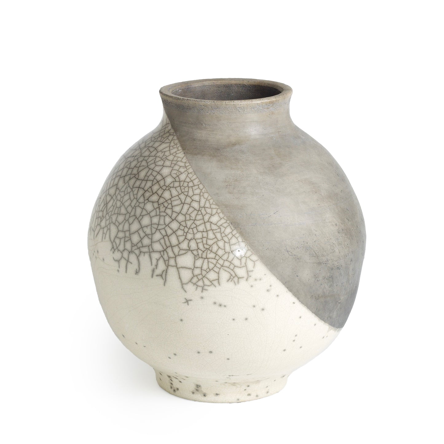 Japanese Modern Minimalist Shadow Sculptures Raku Ceramic Crakle DUO