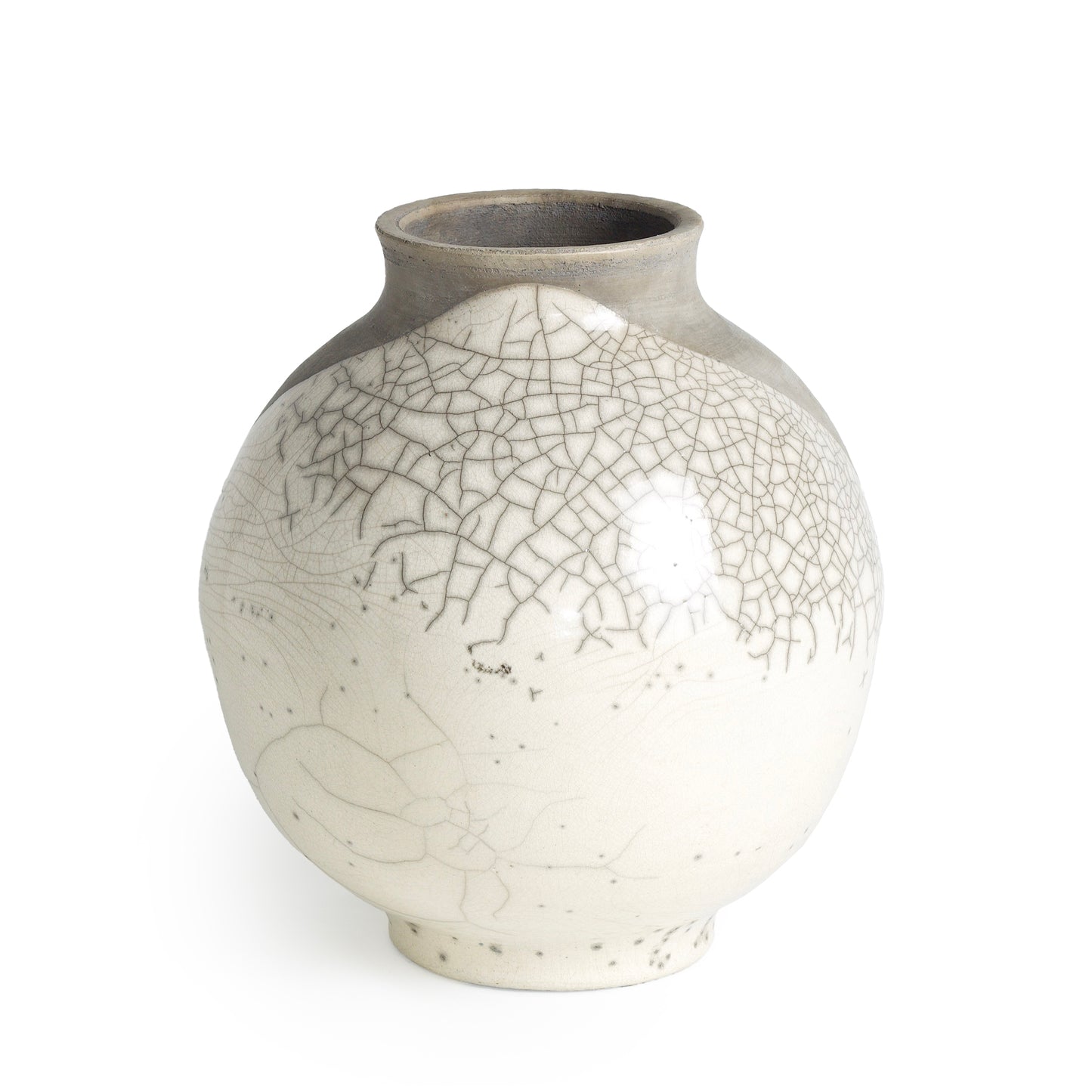 Japanese Modern Minimalist Shadow Sculptures Raku Ceramic Crakle DUO