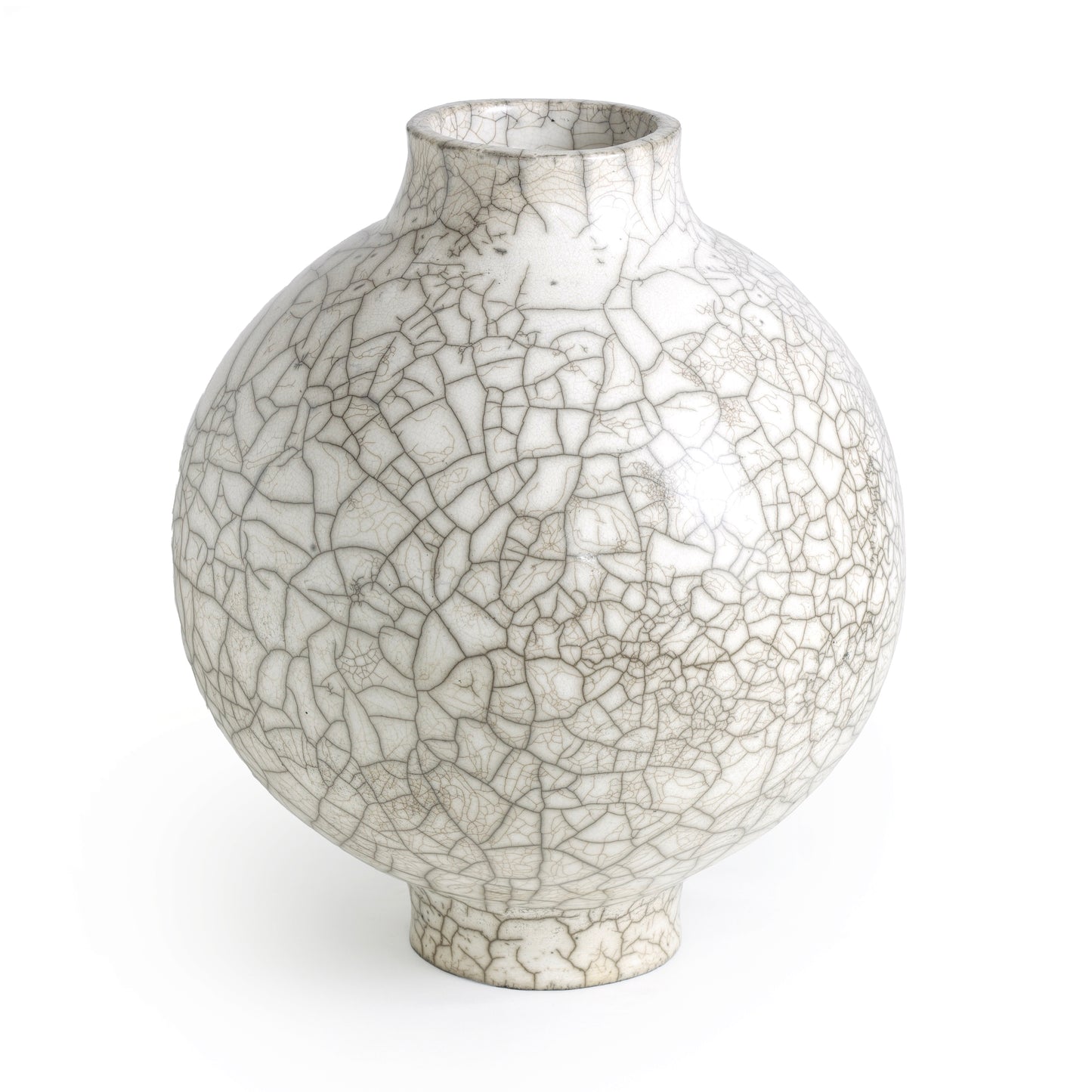Japanese Modern Minimalist Super Crackle Dome Vase Raku Ceramic White