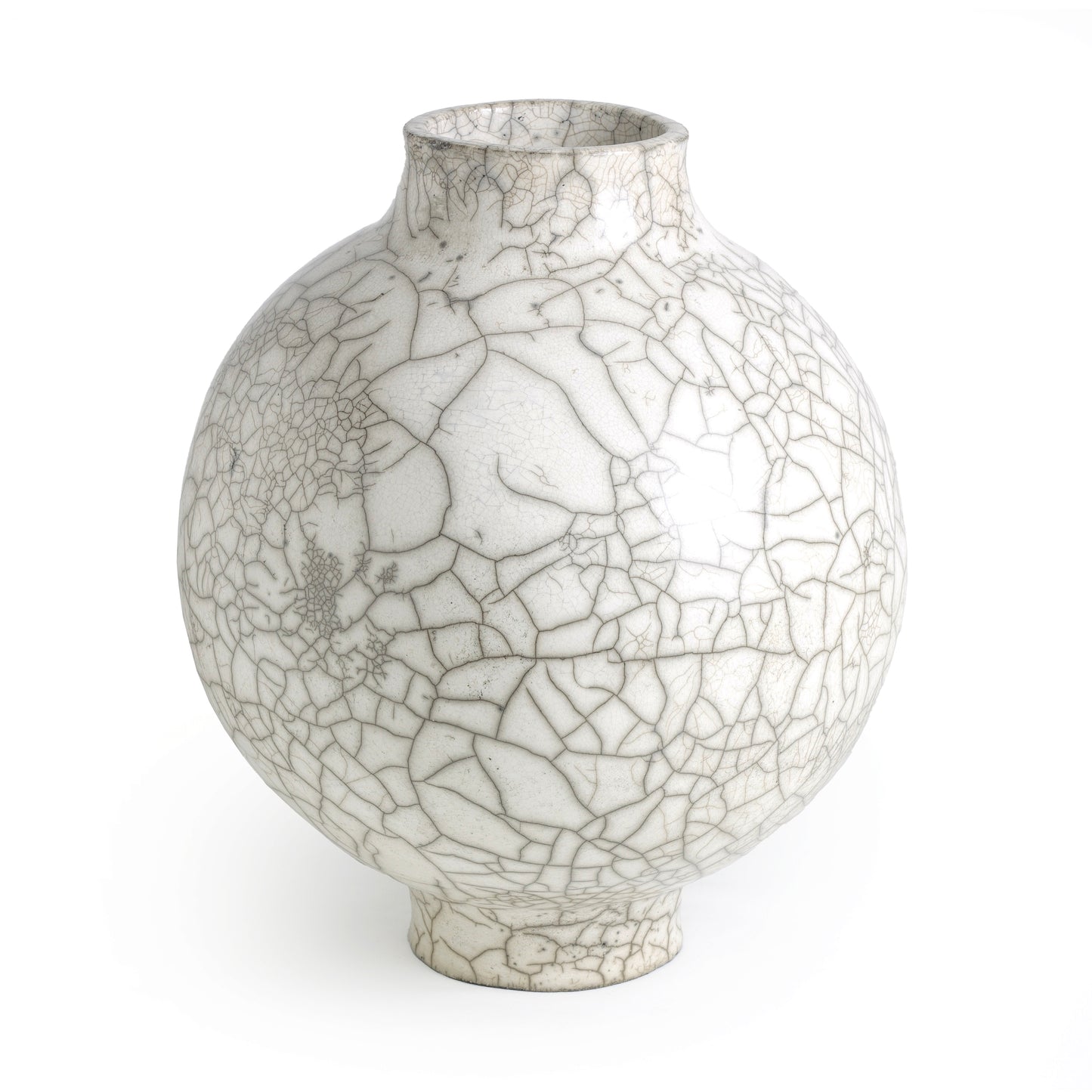 Japanese Modern Minimalist Super Crackle Dome Vase Raku Ceramic White