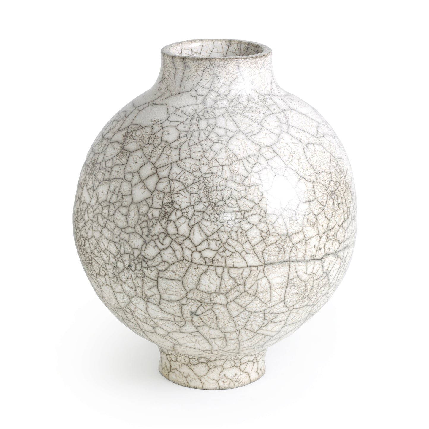 Japanese Modern Minimalist Super Crackle Dome Vase Raku Ceramic White