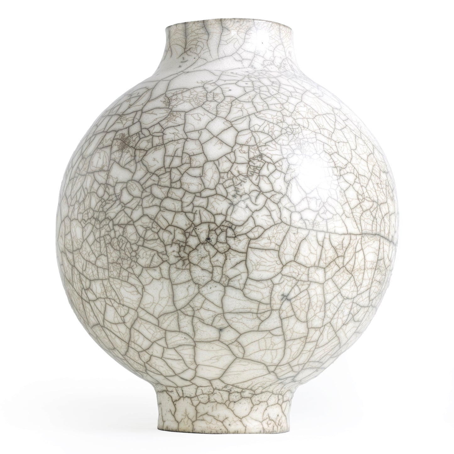 Japanese Modern Minimalist Super Crackle Dome Vase Raku Ceramic White