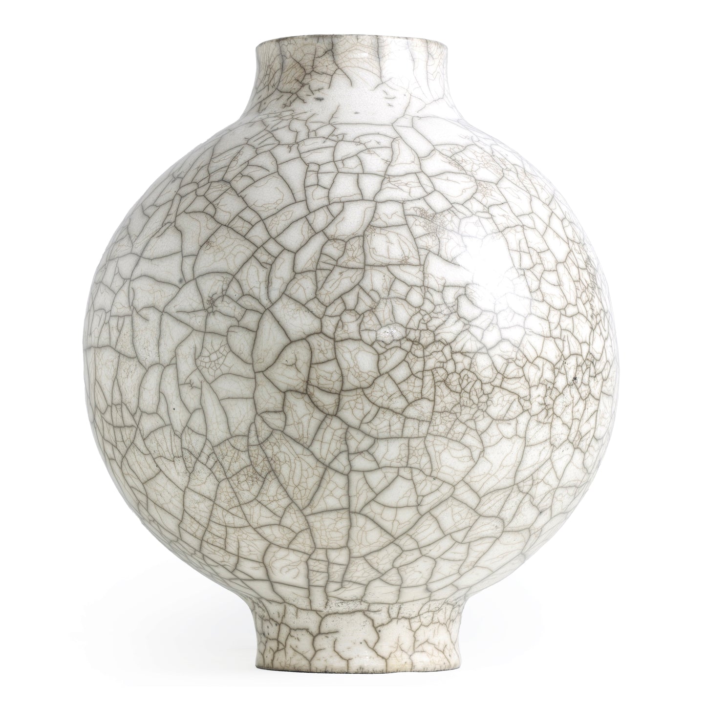 Japanese Modern Minimalist Super Crackle Dome Vase Raku Ceramic White