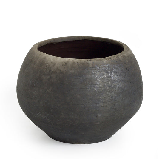 Modern Smooth Vase Raku Ceramic Black