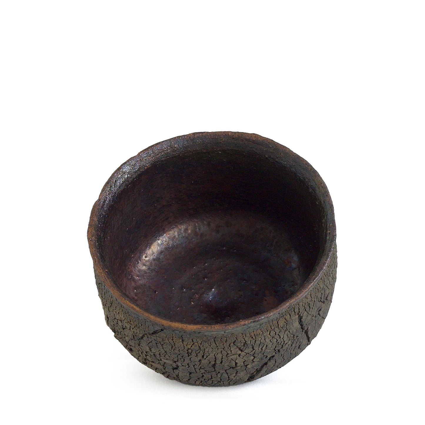Modern Wildfire Cup Raku Ceramic Black Burnt and Metal