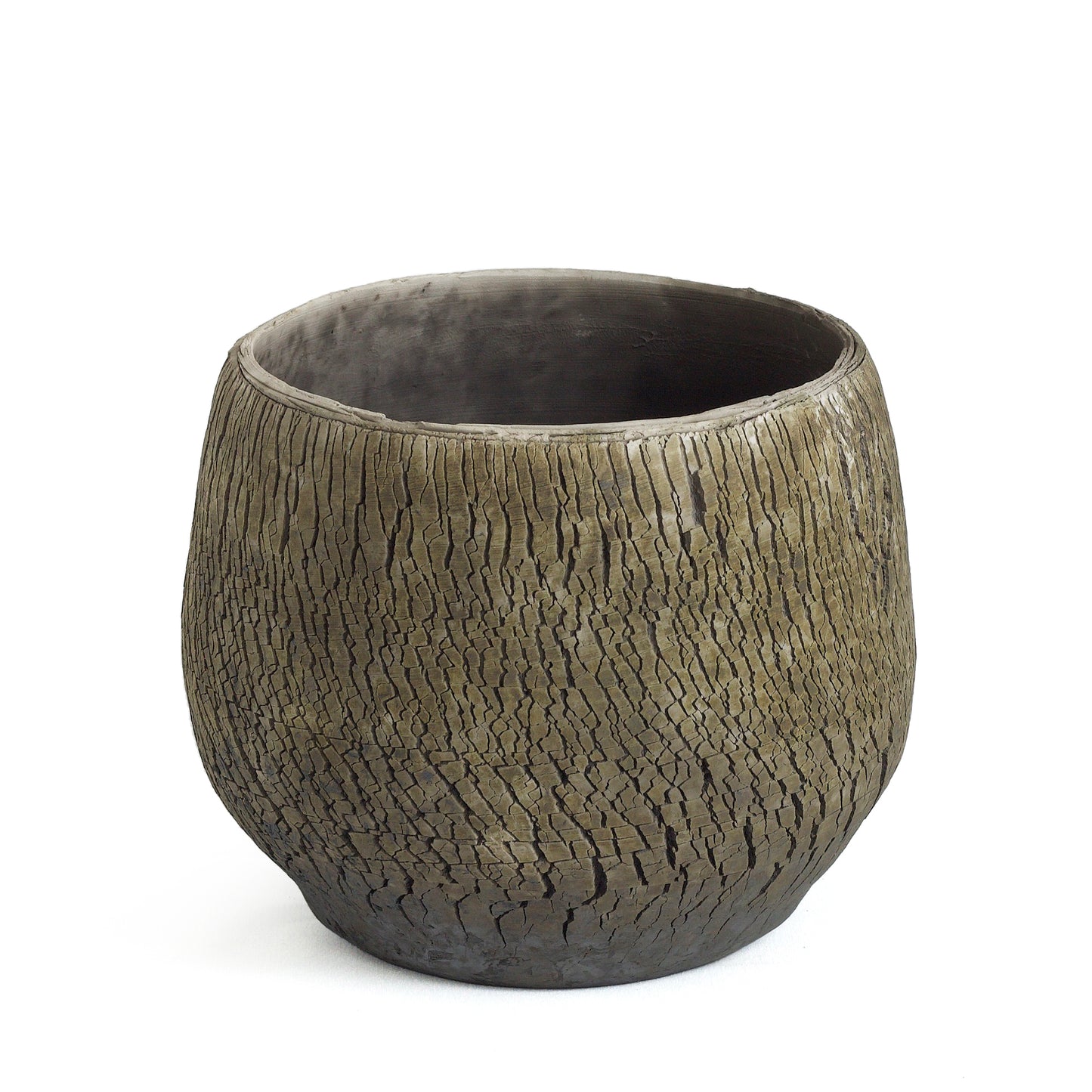 Modern Wildfire Vase Raku Ceramic Black Burnt and Metal
