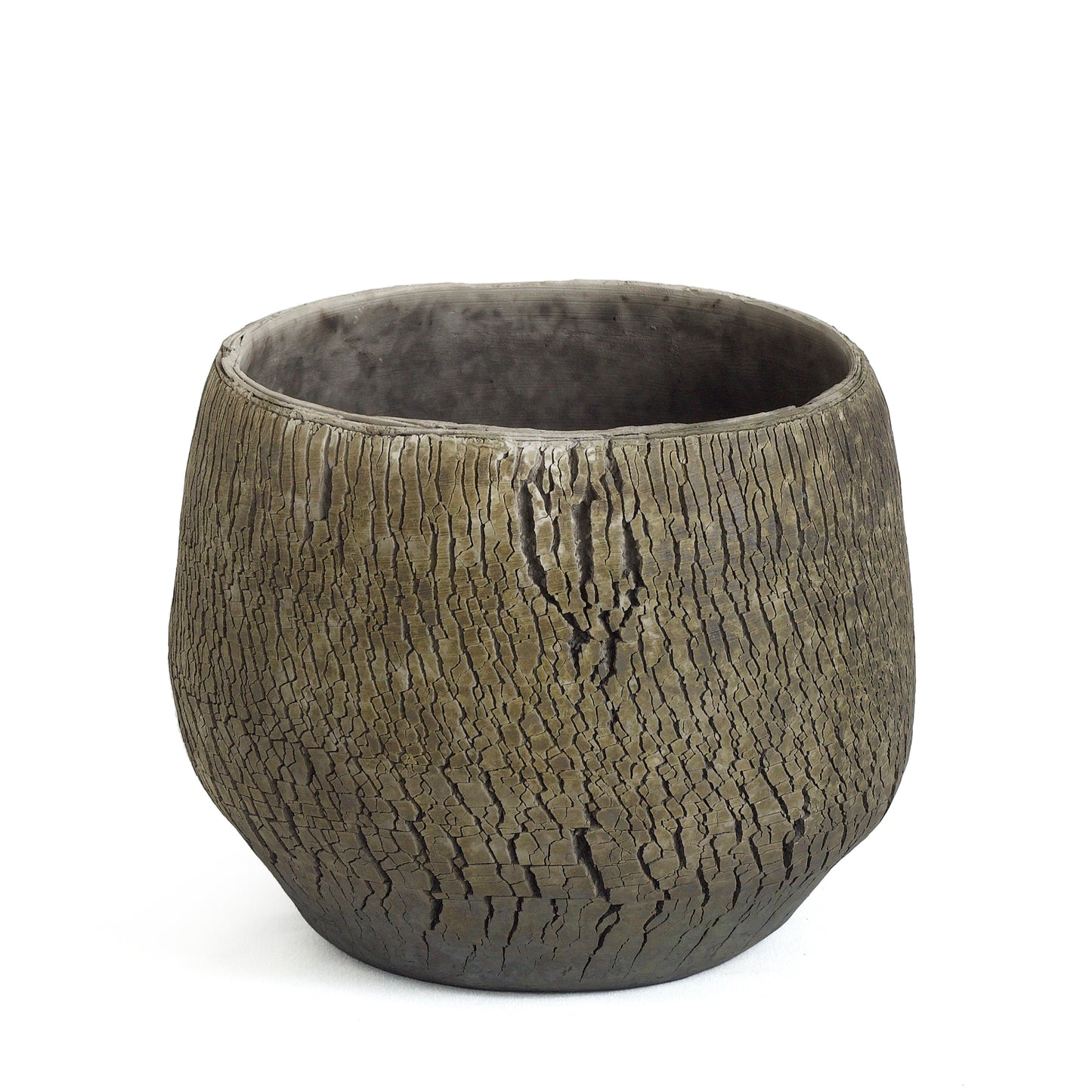 Modern Wildfire Vase Raku Ceramic Black Burnt and Metal