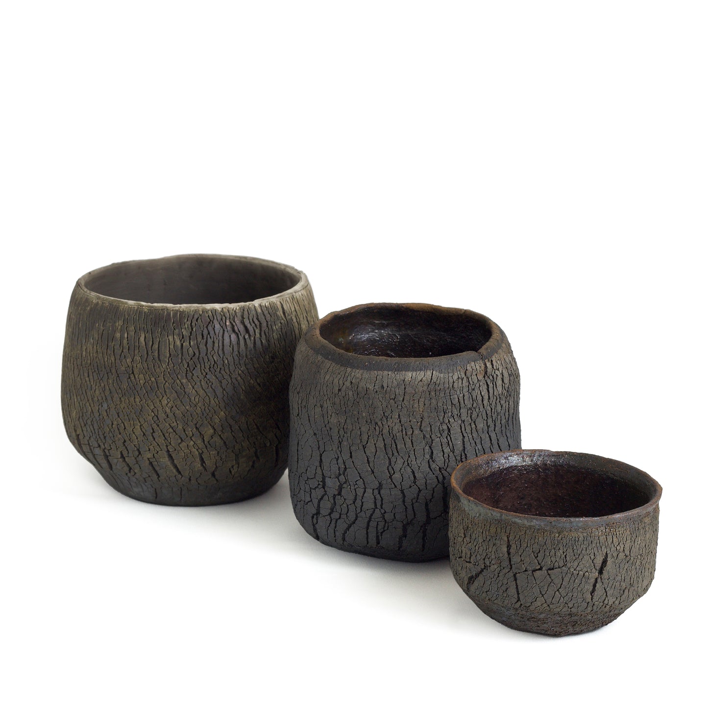 Modern Wildfire Cup Raku Ceramic Black Burnt and Metal