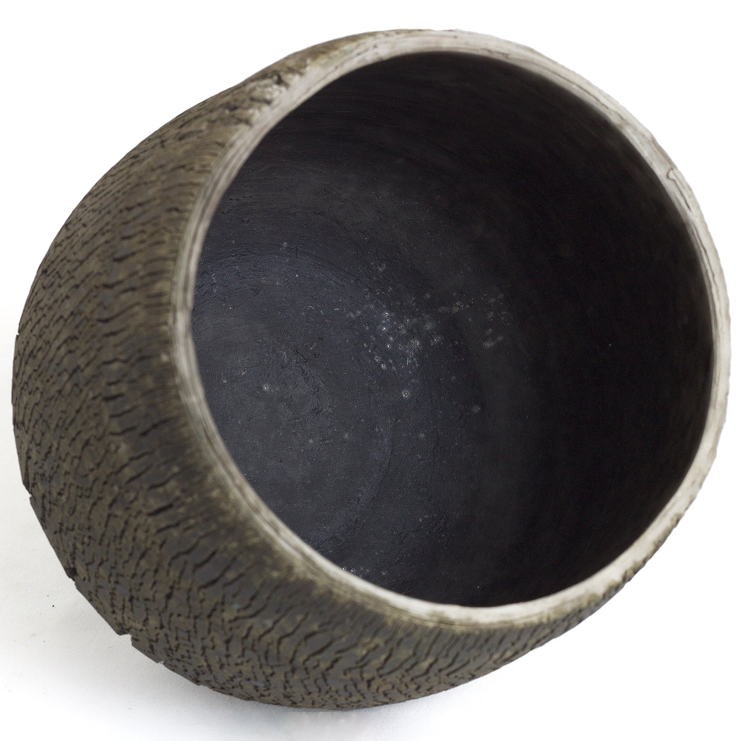 Modern Wildfire Vase Raku Ceramic Black Burnt and Metal