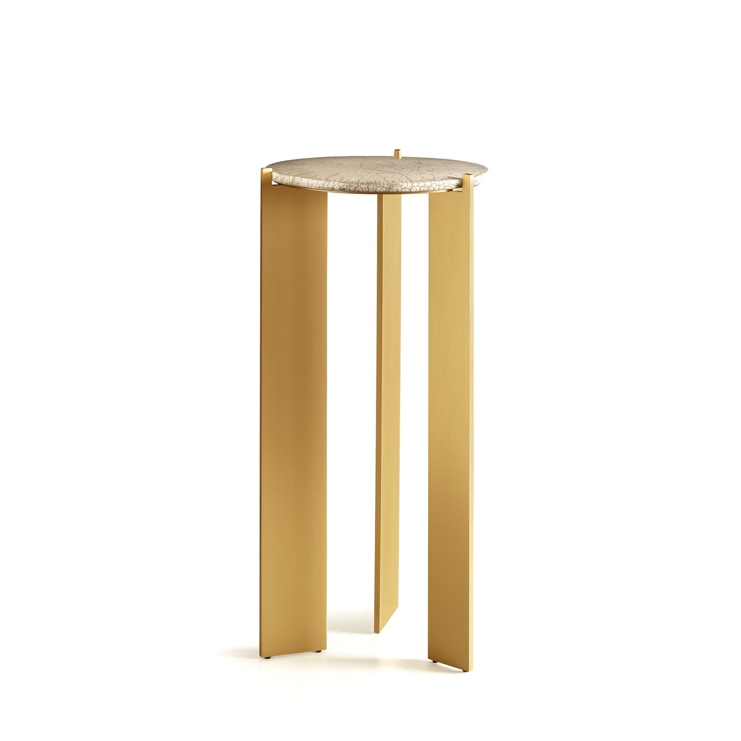 Modern Living Room Coffee Table Y RIRU 32 with Brass Legs and Raku Ceramic Top