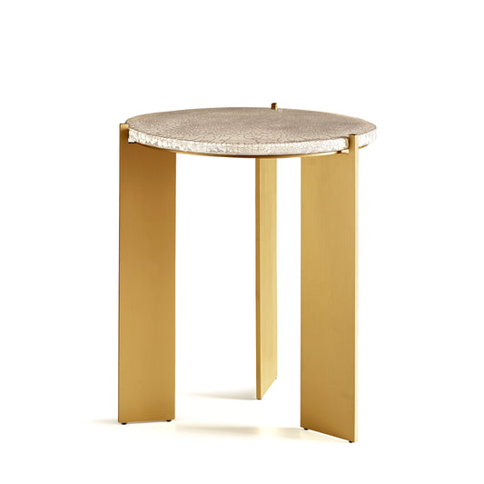 Modern Living Room Coffee Table Y RIRU 42 with Brass Legs and Raku Ceramic Top