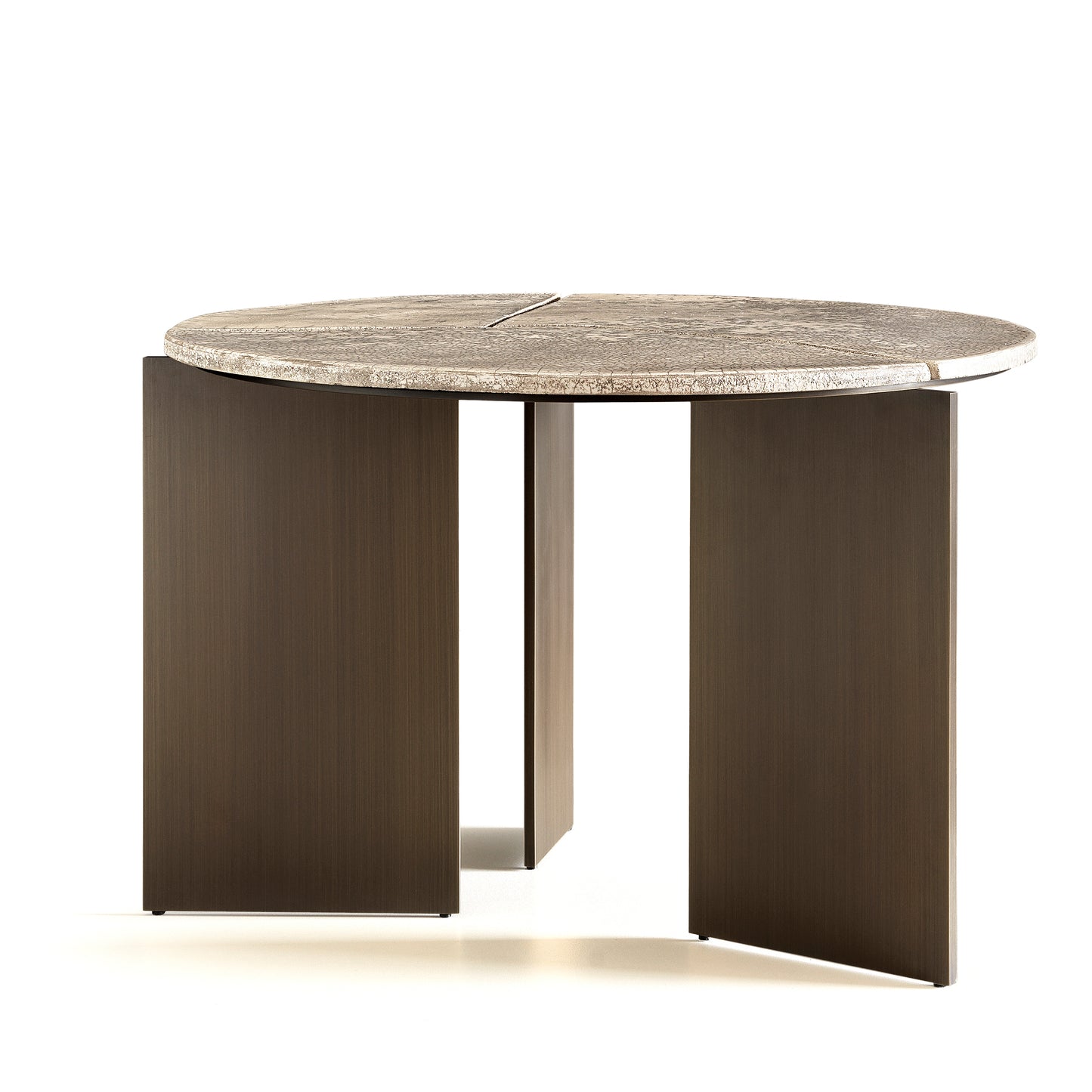 Modern Living Room Coffee Table Y RIRU 52 with Brass Legs and Raku Ceramic Top