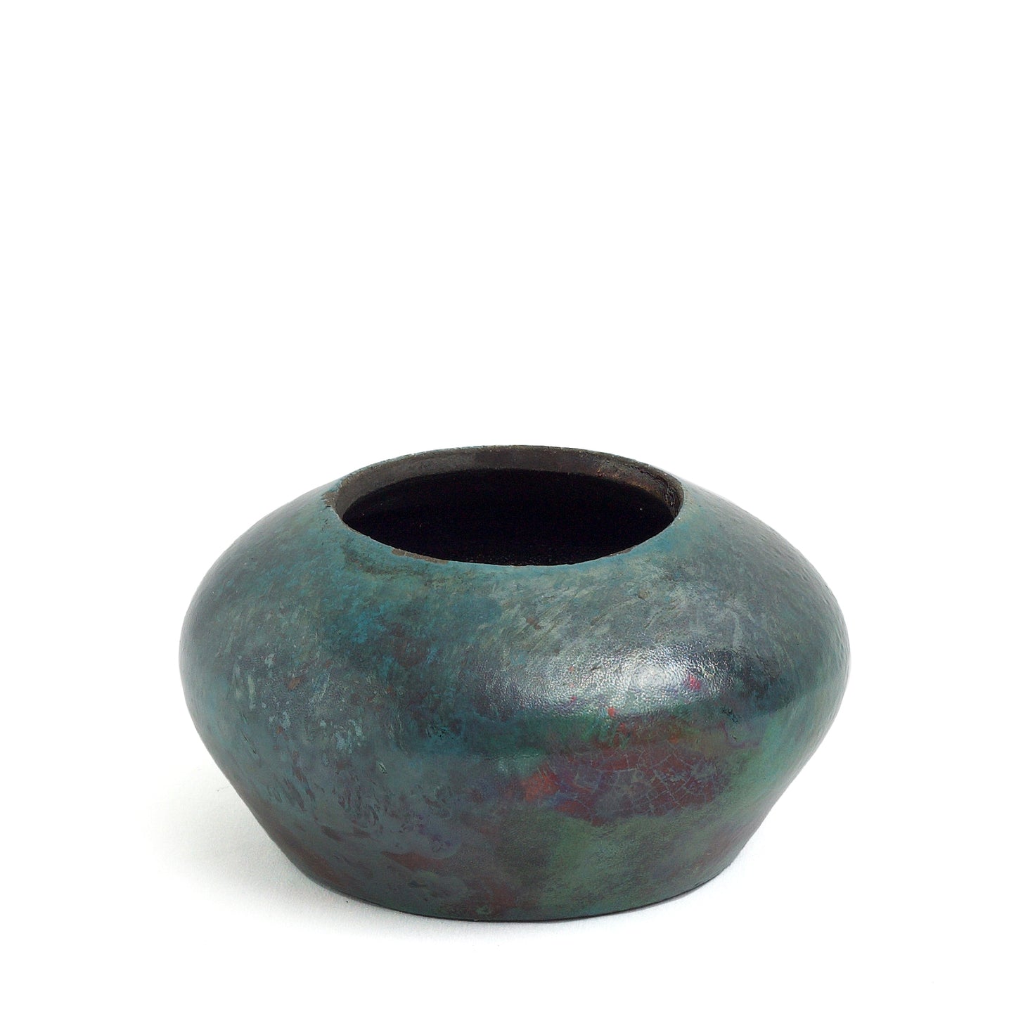 Japanese Modern Body Bowls Raku Ceramic Green Red Black Metal