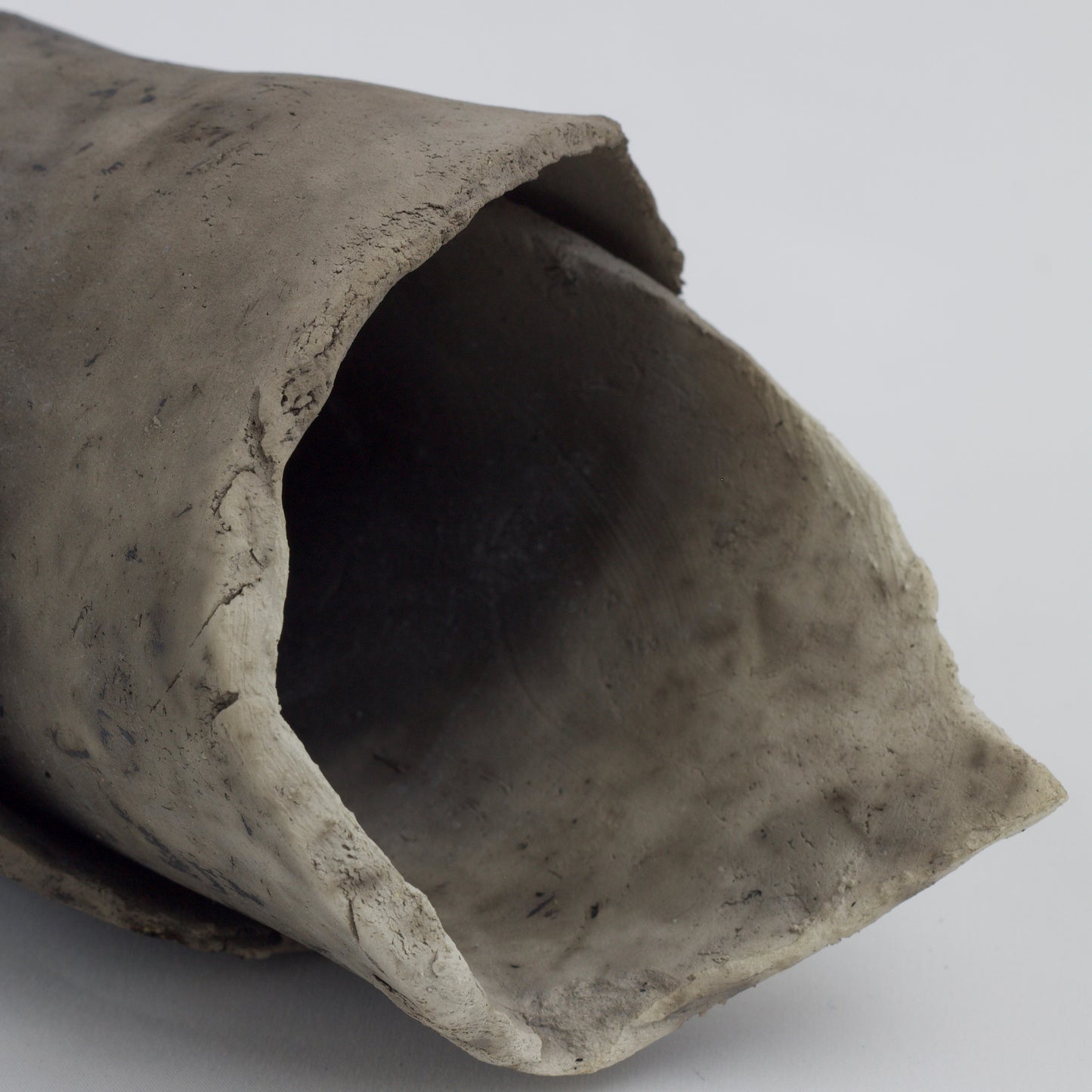 Japanese Modern Civilta' Sculpture Raku Ceramic White Crakle Metal Kanji