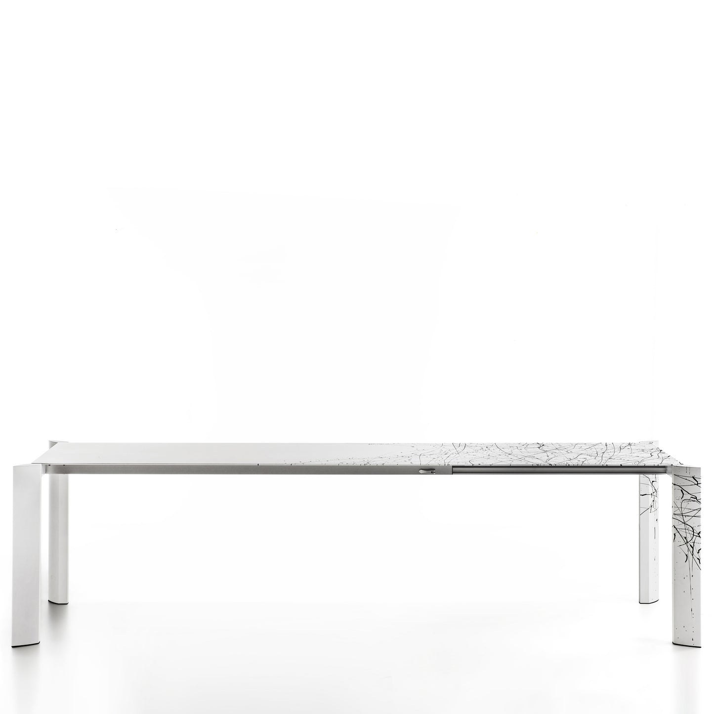 Minimalist Dripping Table Aluminium Extendable White Handpainted Pollock Homage