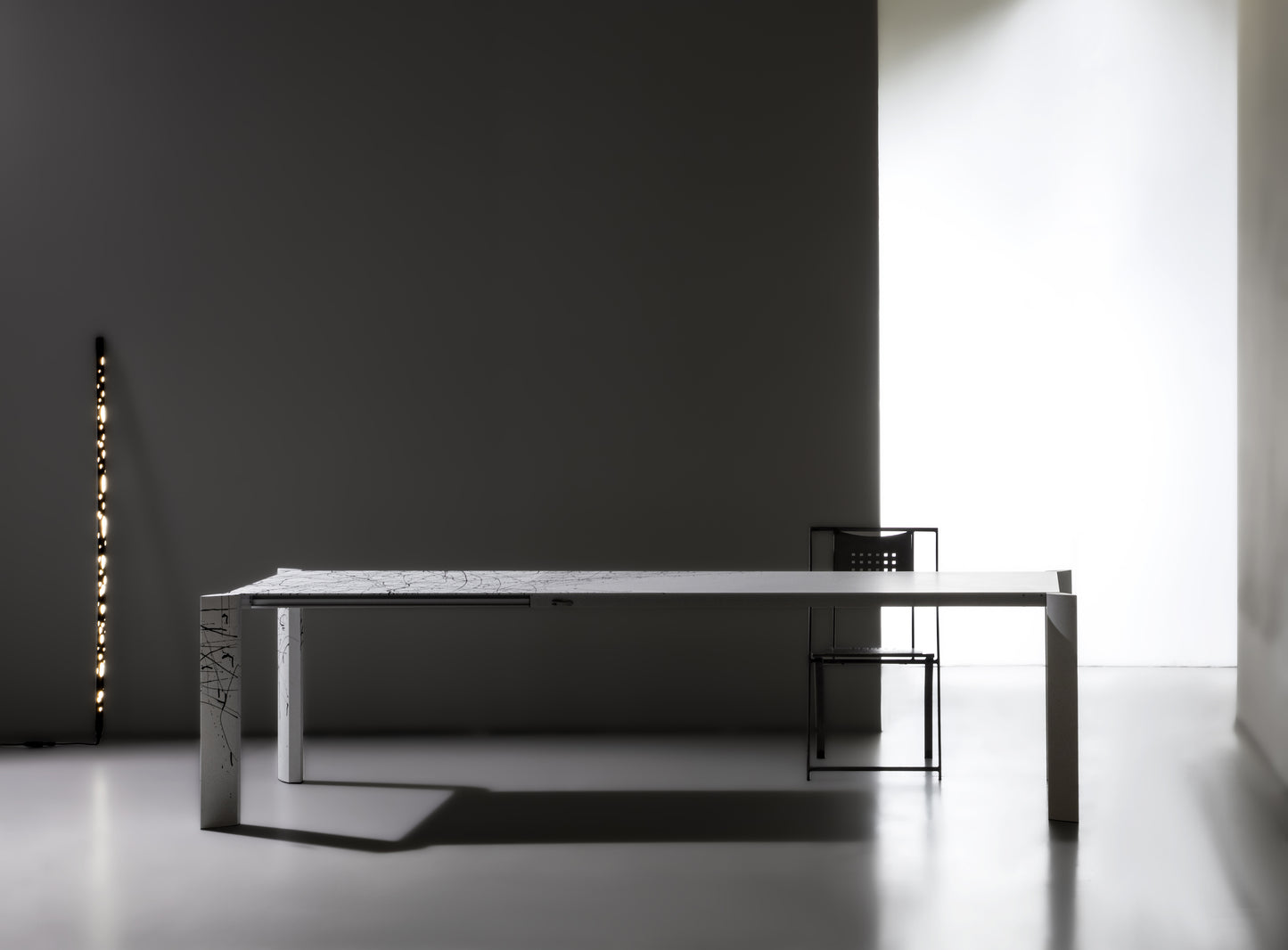 Minimalist Dripping Table Aluminium Extendable White Handpainted Pollock Homage