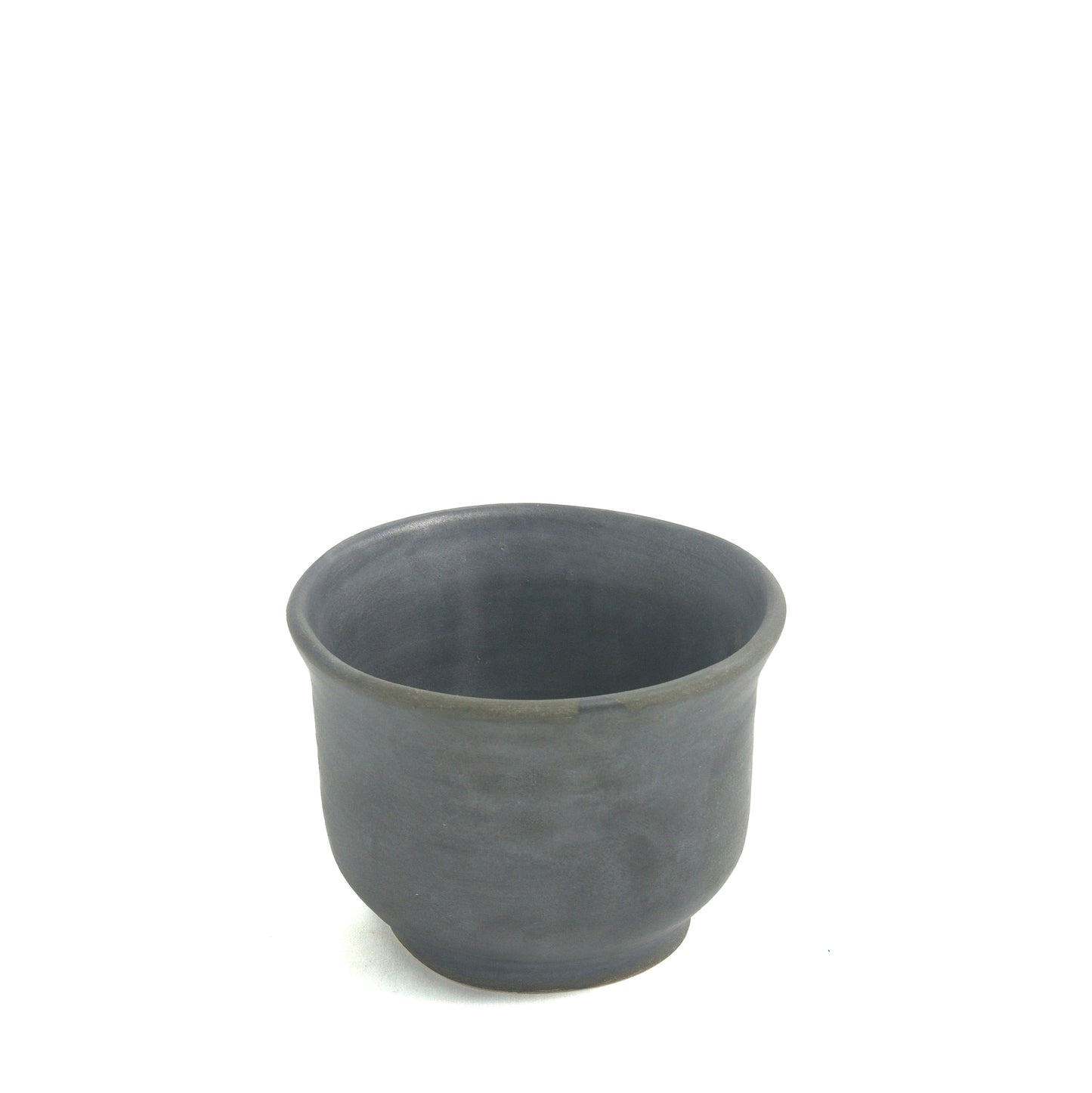Japanese Minimalistic Earth Set of 3 Tea Cups Raku Ceramics Black Burnt
