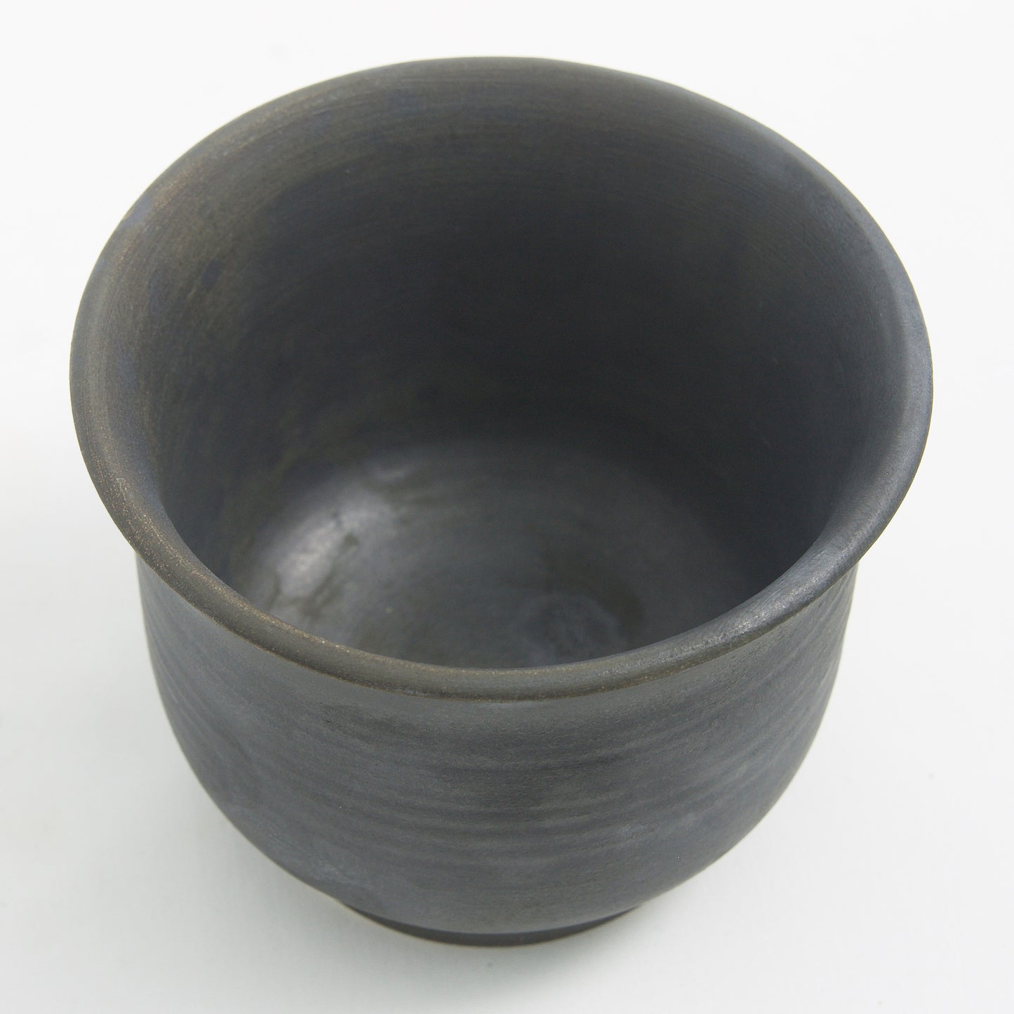 Japanese Minimalistic Earth Set of 3 Tea Cups Raku Ceramics Black Burnt