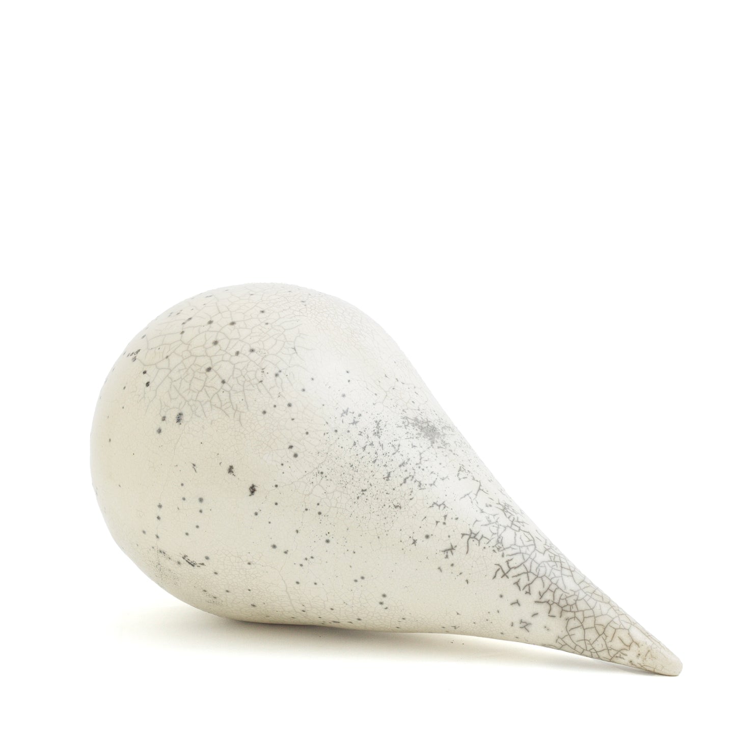 Japanese Modern Essenza O Sculpture Raku Ceramic White Crakle