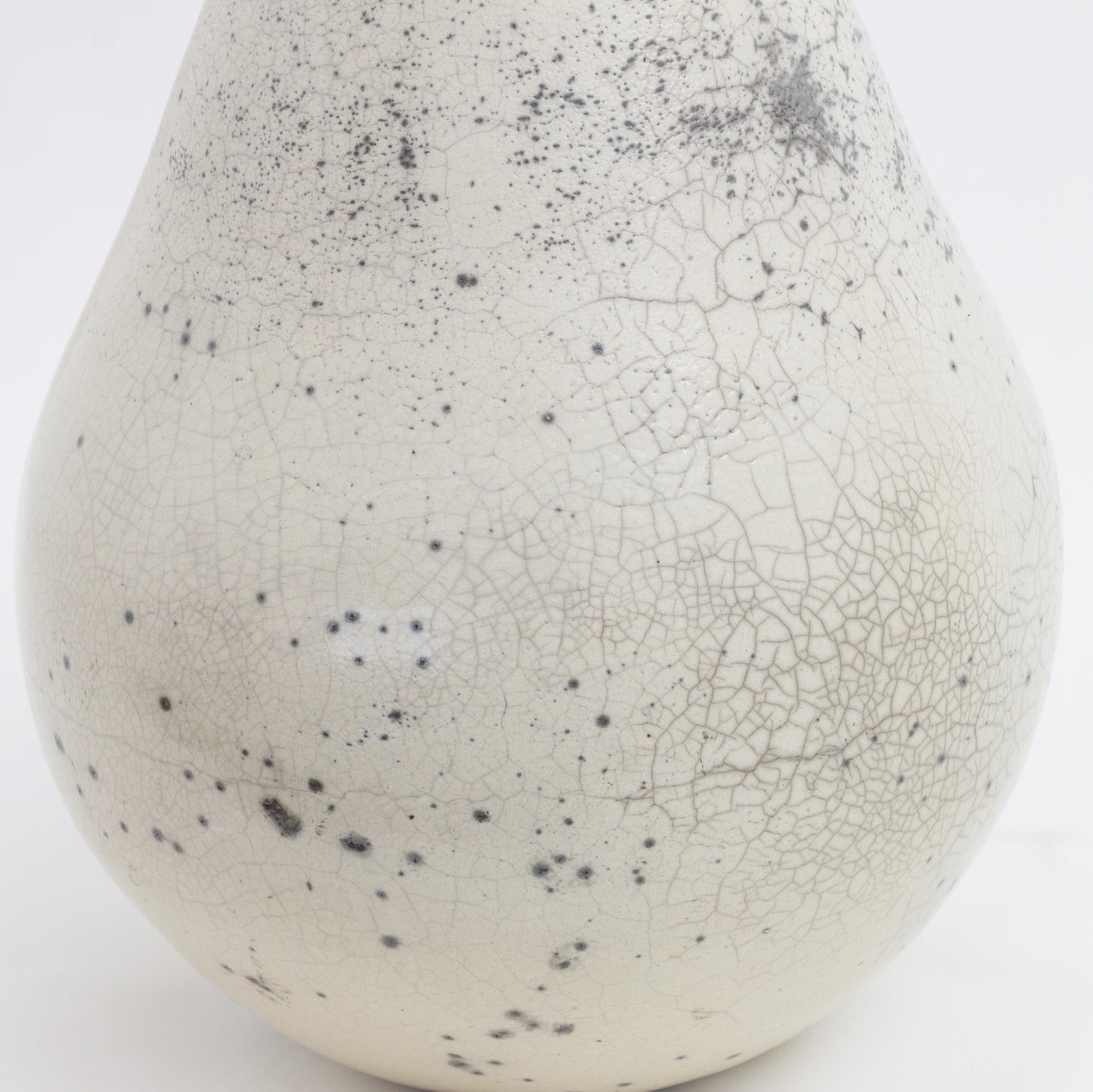 Japanese Modern Essenza O Sculpture Raku Ceramic White Crakle