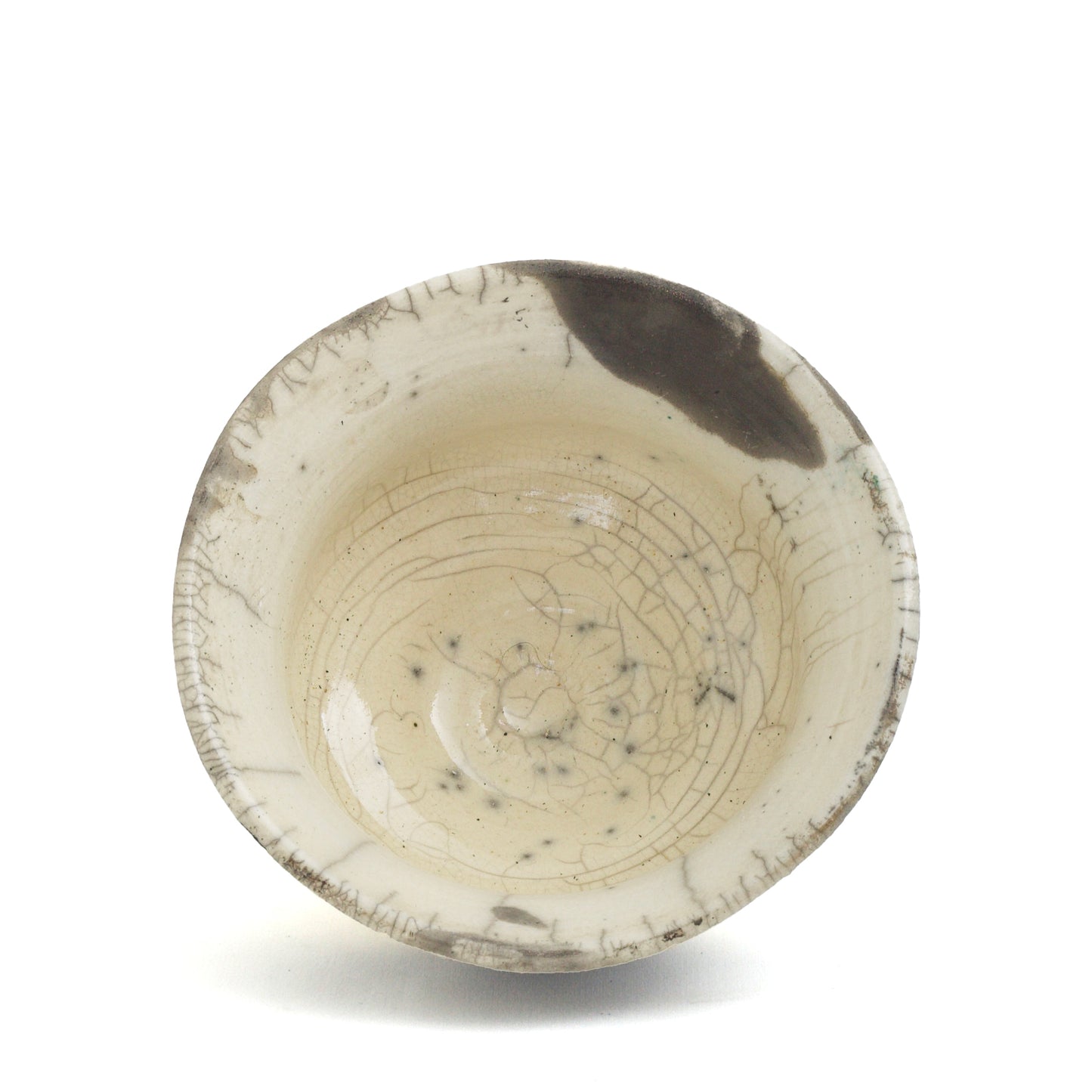 Japanese Modern Patto Vase Raku Ceramic Black White Crakle