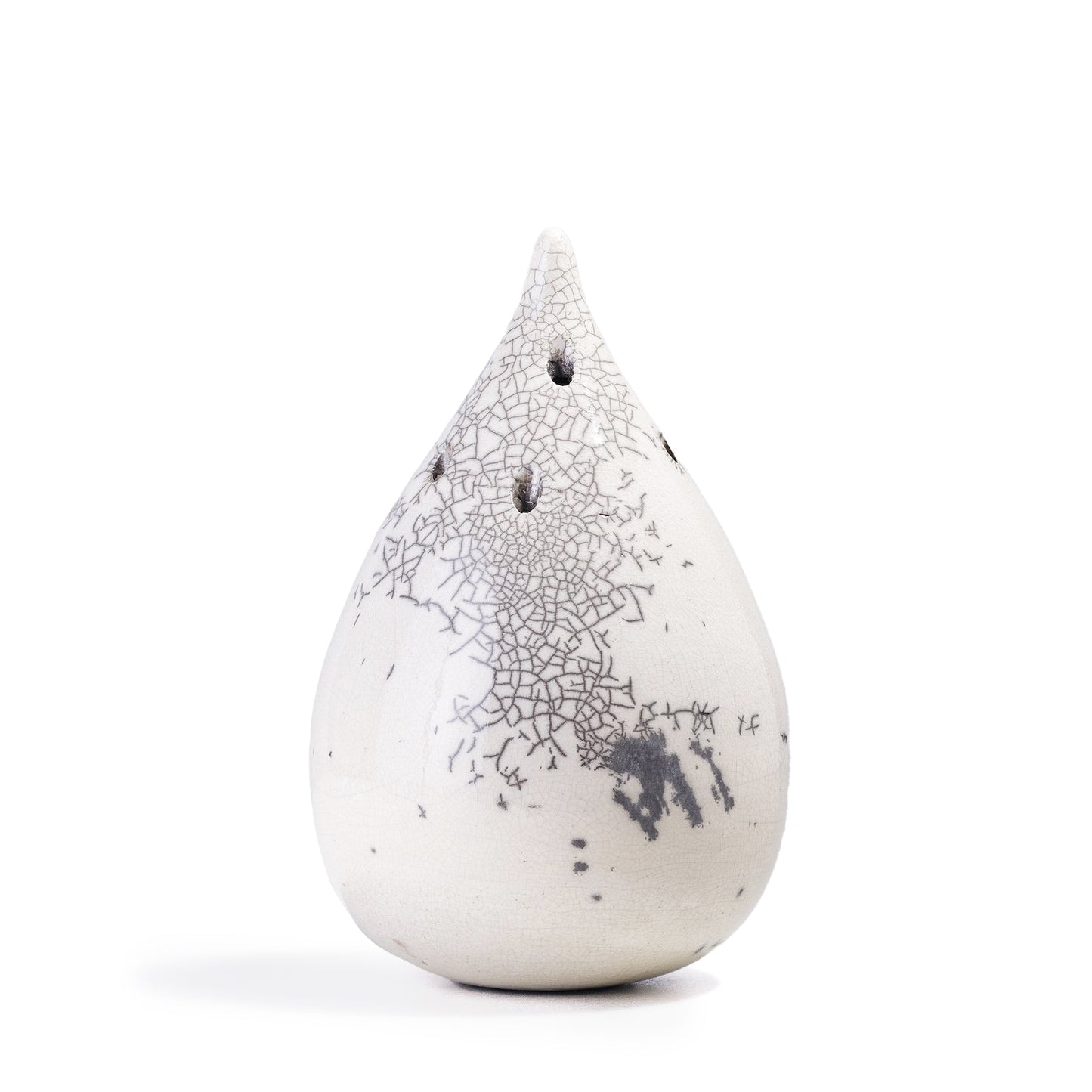 Japanese Modern Goccia Incense Holder L Raku Ceramics White Crackle