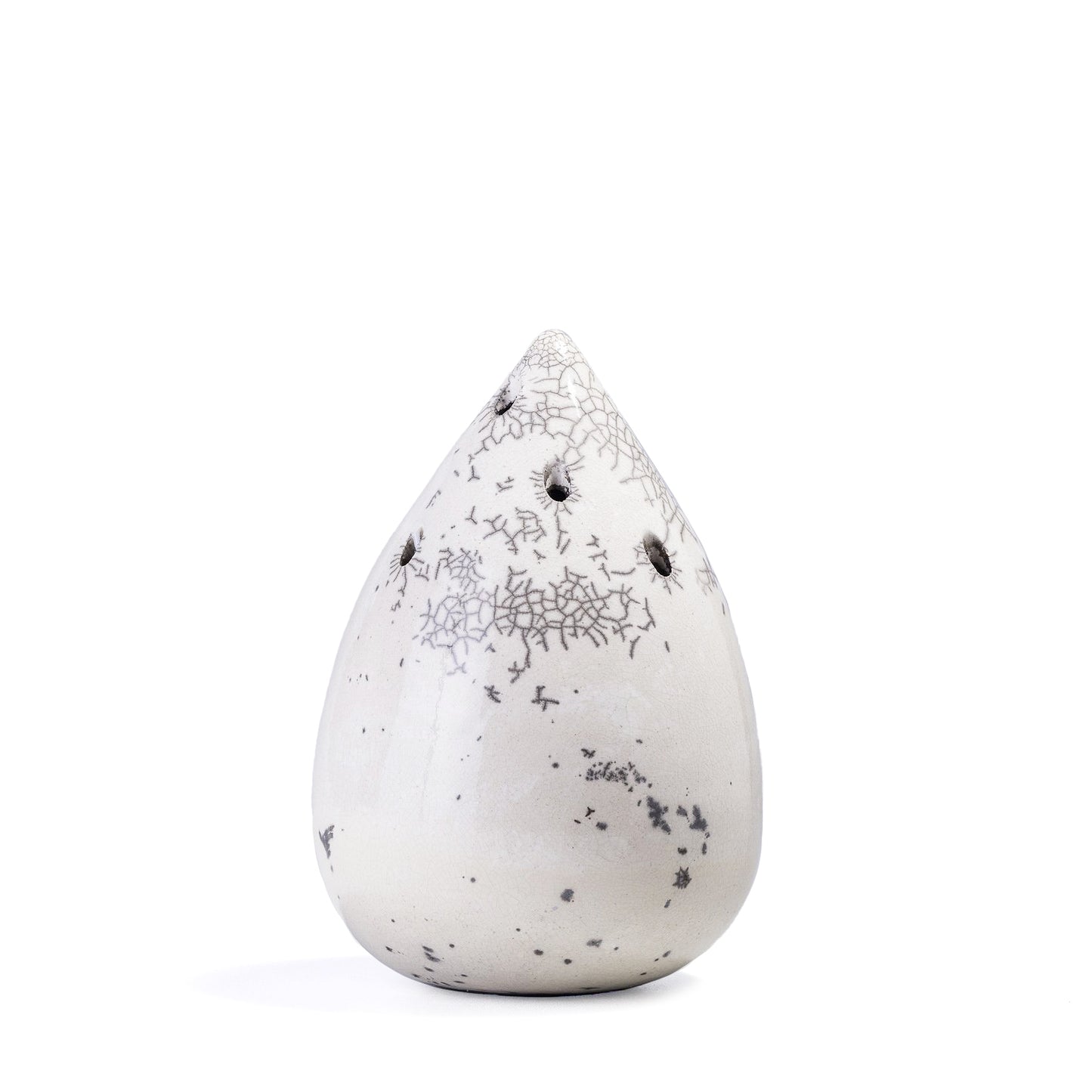 Japanese Modern Goccia Incense Holder Raku Ceramics White Crackle