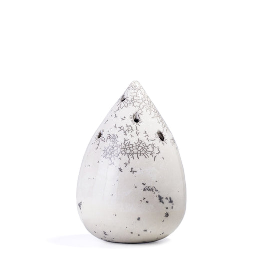 Japanese Modern Goccia Incense Holder Raku Ceramics White Crackle