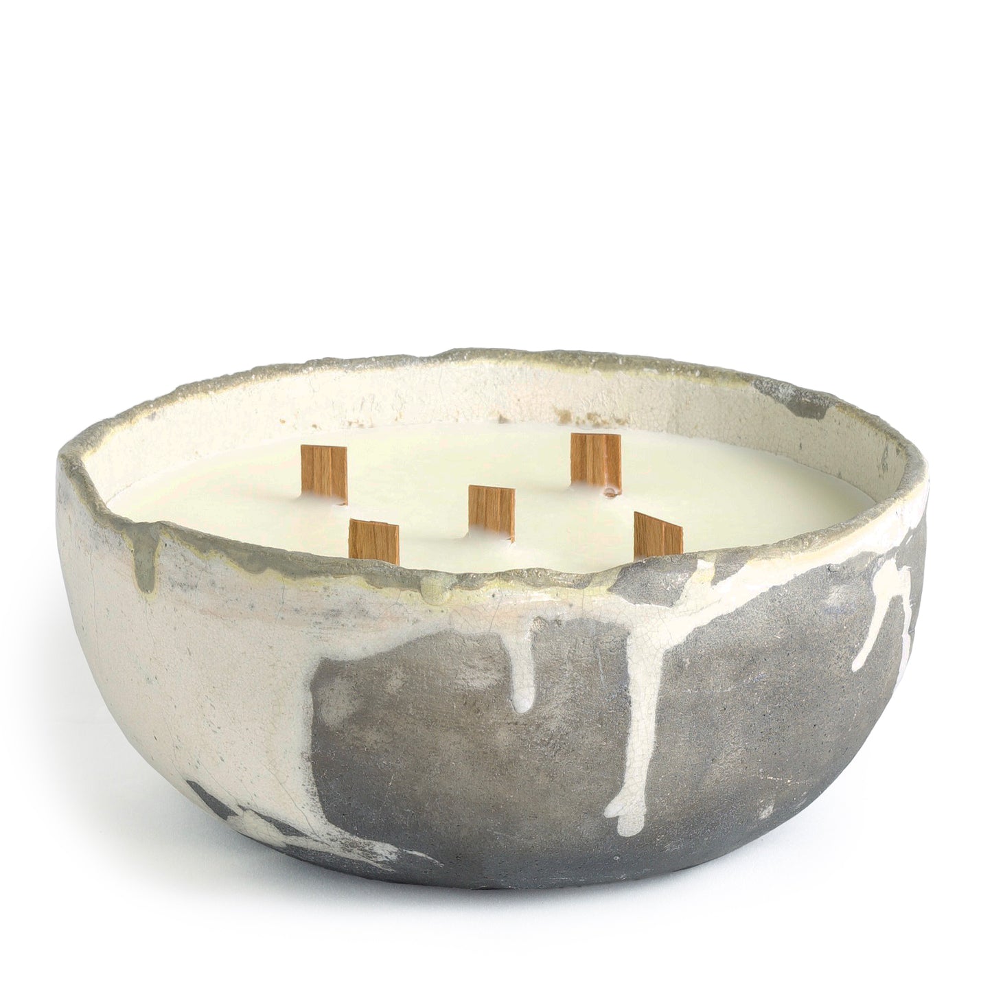 Japanese Yugen Scented Large Candle Raku White and Black Ceramic