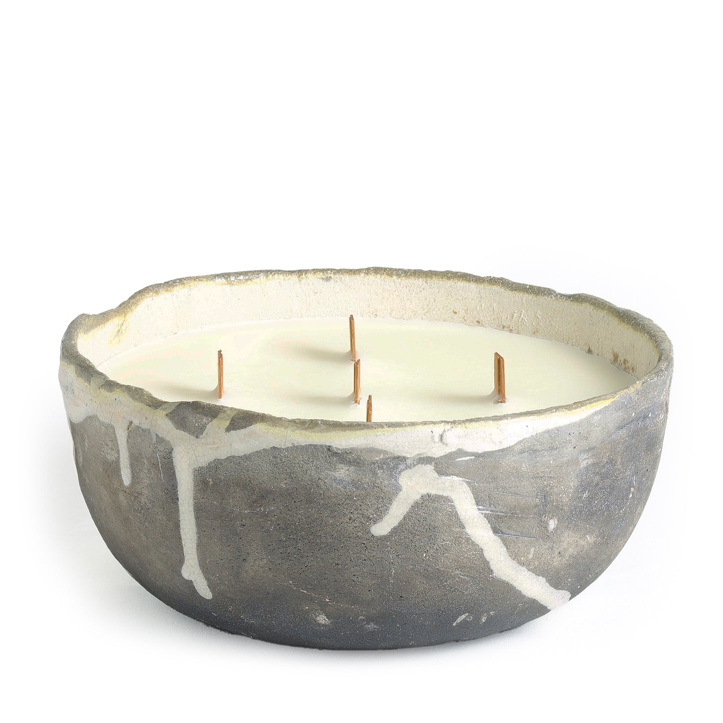 Japanese Yugen Scented Large Candle Raku White and Black Ceramic