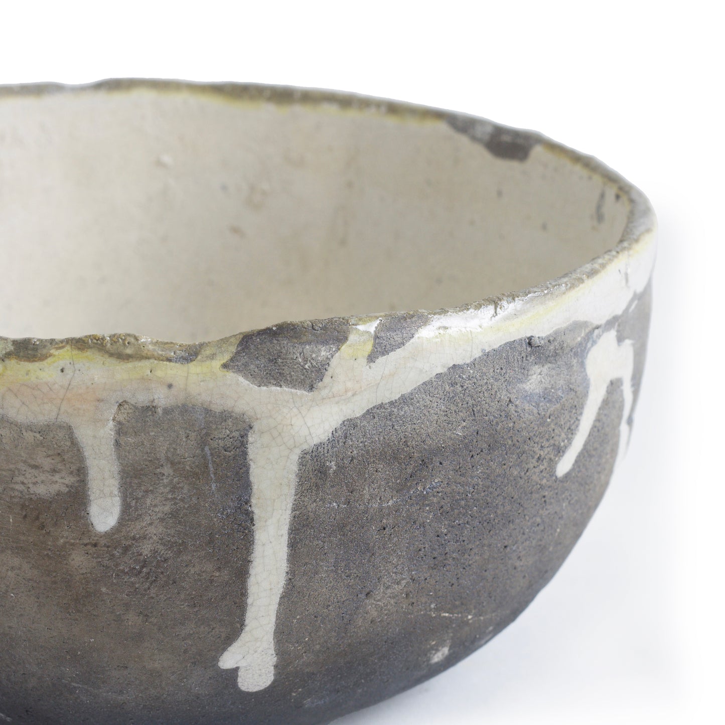 Japanese Yugen Scented Large Candle Raku White and Black Ceramic