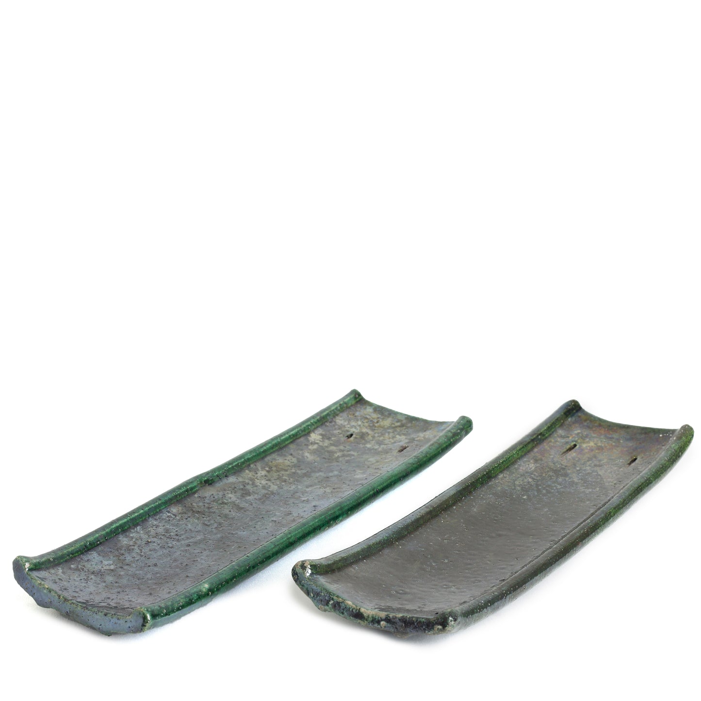 Japanese Modern Incenso Incense Holders Raku Ceramics Green Copper