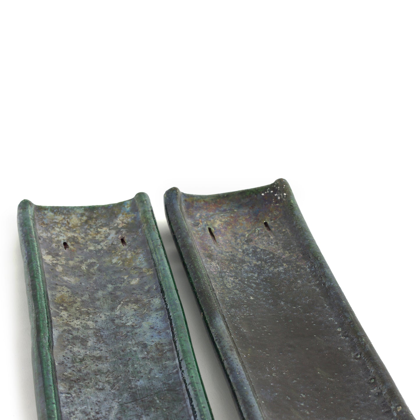 Japanese Modern Incenso Incense Holders Raku Ceramics Green Copper