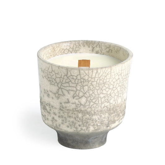 Japanese Komorebi Scented Candle Cup Black Base Raku Crackle